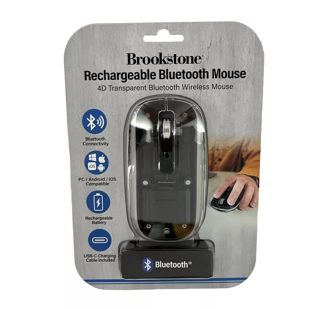 Rechargeable Bluetooth Mouse 4D Transparent Brookstone